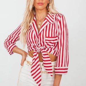 Forever 21 Womens Orange Front Tie Crop Top Size M